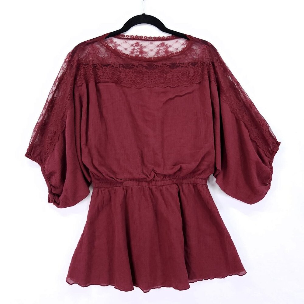 Free People Rare Vintage Leaf Tag Womens Tunic Top Size Small Lace Trim Y2K